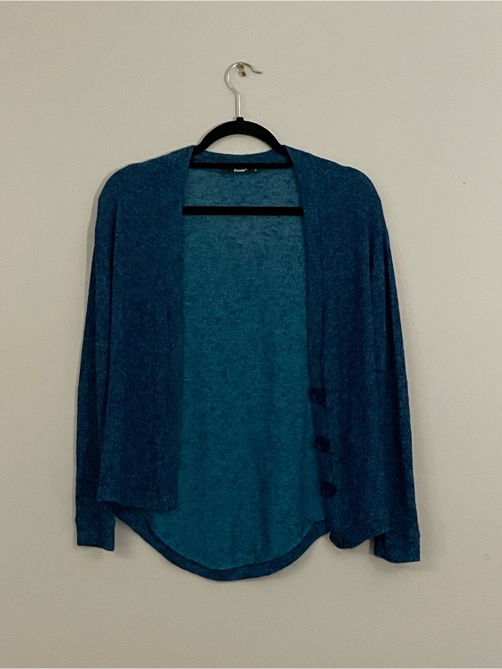 Papaya Teal Open-Front Cardigan with Side Buttons